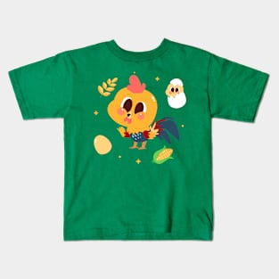 Rooster Hand Drawn Cartoon Kids T-Shirt